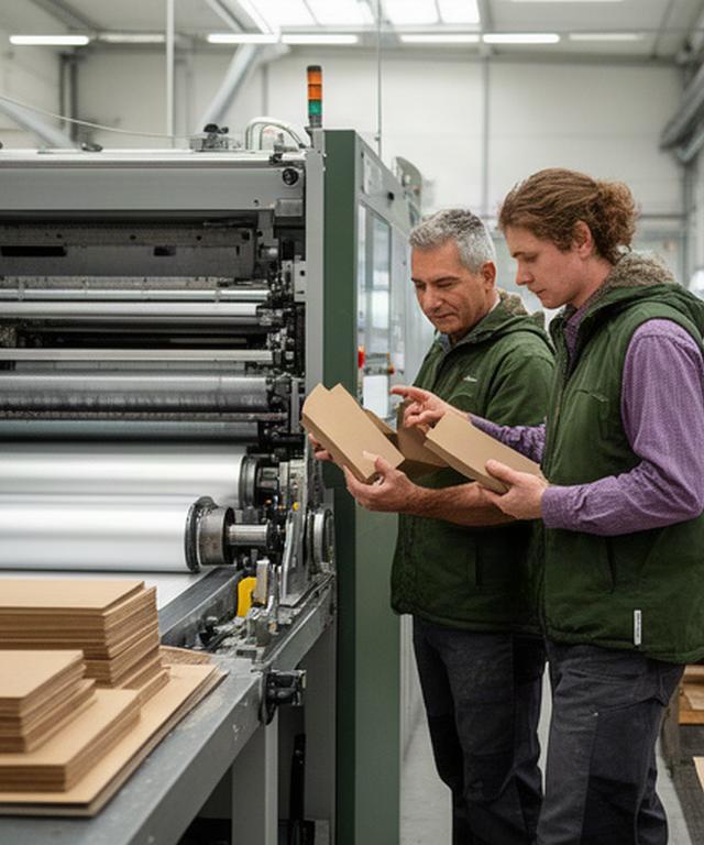 Mitarbeitende in einer Schweizer Werkstatt bei der Qualitätskontrolle an einer Druckmaschine
