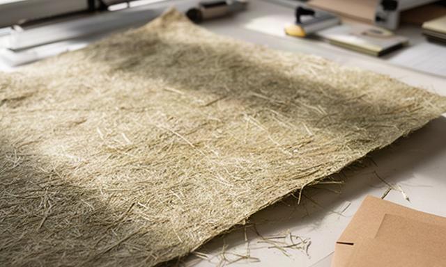 Bogen aus Graspapier mit natürlicher Oberfläche in einer Verpackungswerkstatt